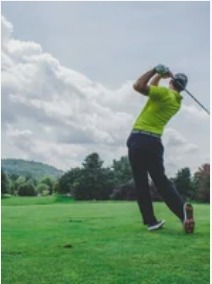 Golfer following through on a drive